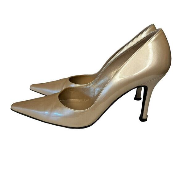 Stuart Weitzman Nouveau Patent Leather Champagne Heels Pumps Size 7.5 M - Picture 5 of 7